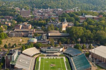 Peden Stadium, the OHIO campus and the city of Athens are shown in this aerial image