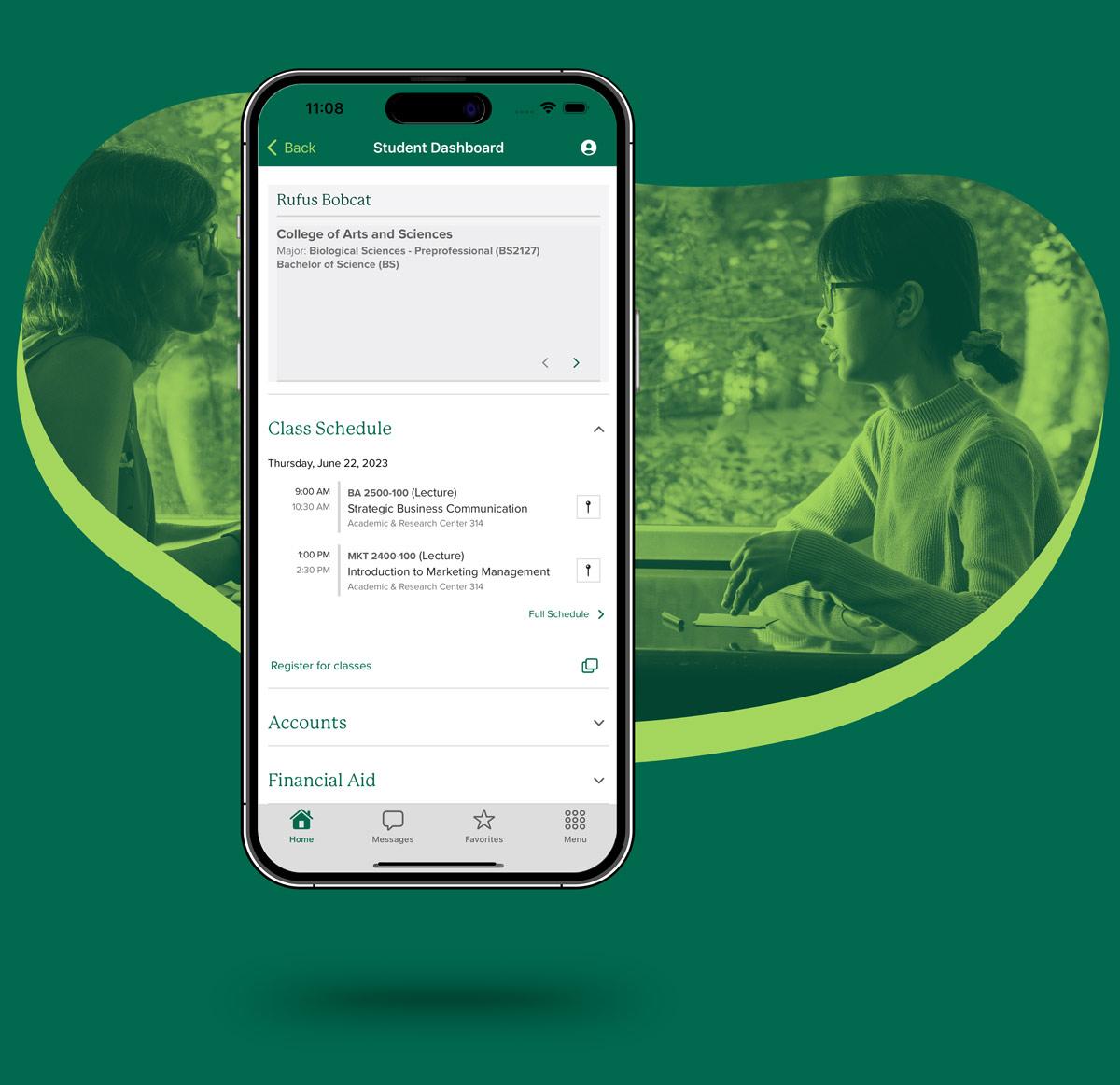 Screenshot of Go OHIO Grades screen with photo of student and advisor