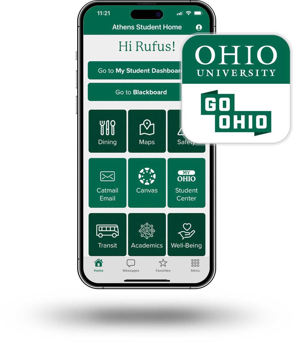 Screenshot of the Go OHIO app dashboard and app icon