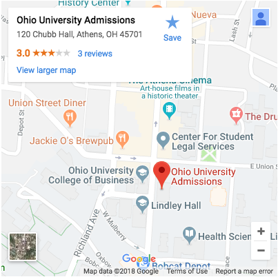 Map and Address of Ohio University Admissions